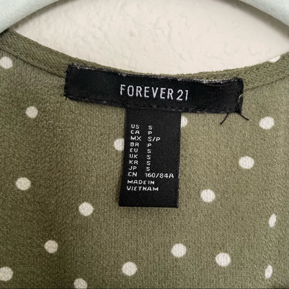 Forever 21 Olive Polka Dot Wrap Mini Dress - Picture 6 of 12
